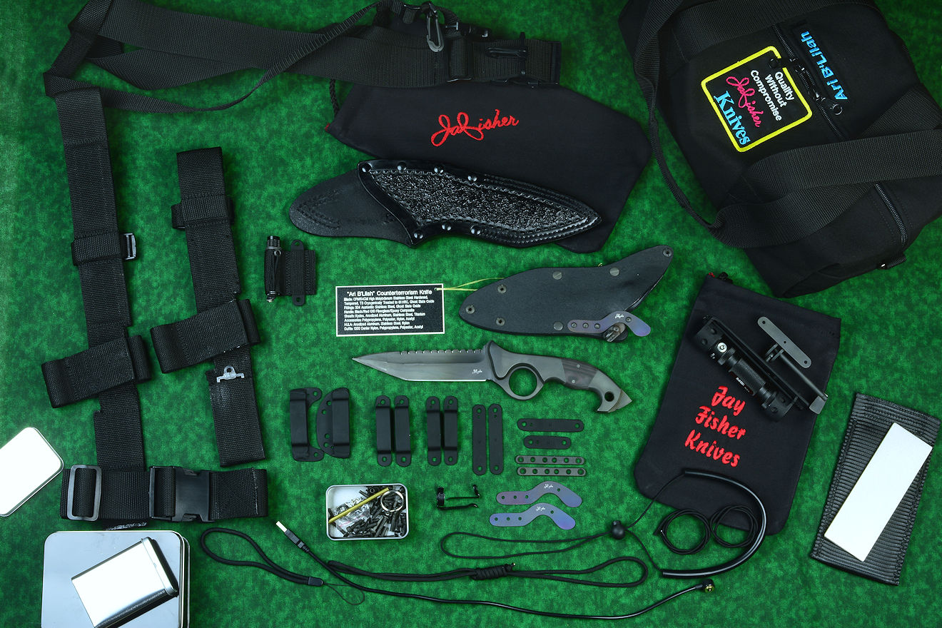 "Ari B'Lilah" Full counterterrorism tactical knife and kit, accessories, mounting, flashlight, storage