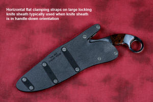 Flat clamping straps for tactical knives in anodized high strength aluminum alloy