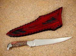 "Zorya" reverse side view. Note nice banding on gemstone handle, inlays on back of sheath including belt loop