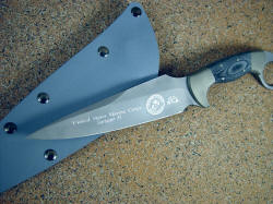 United States Marine Corps custom engraving on bead blasted ATS-34 stainless steel blade