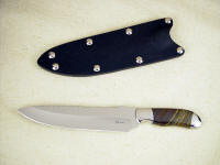 Cyele in 440C  stainless blade steel, 304 stainless bolsters, Australian Tiger Iron gemstone, kydex sheath